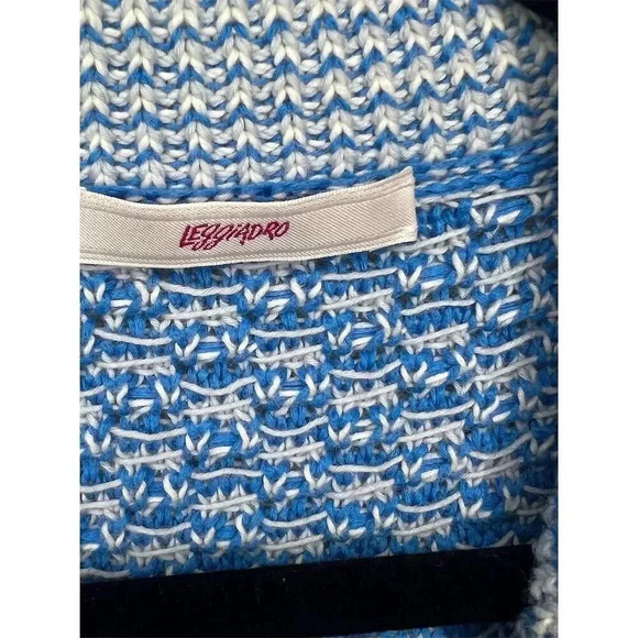 Leggiadro Women's Blue Herringbone Cardigan Sweater Size L - Picture 6 of 11